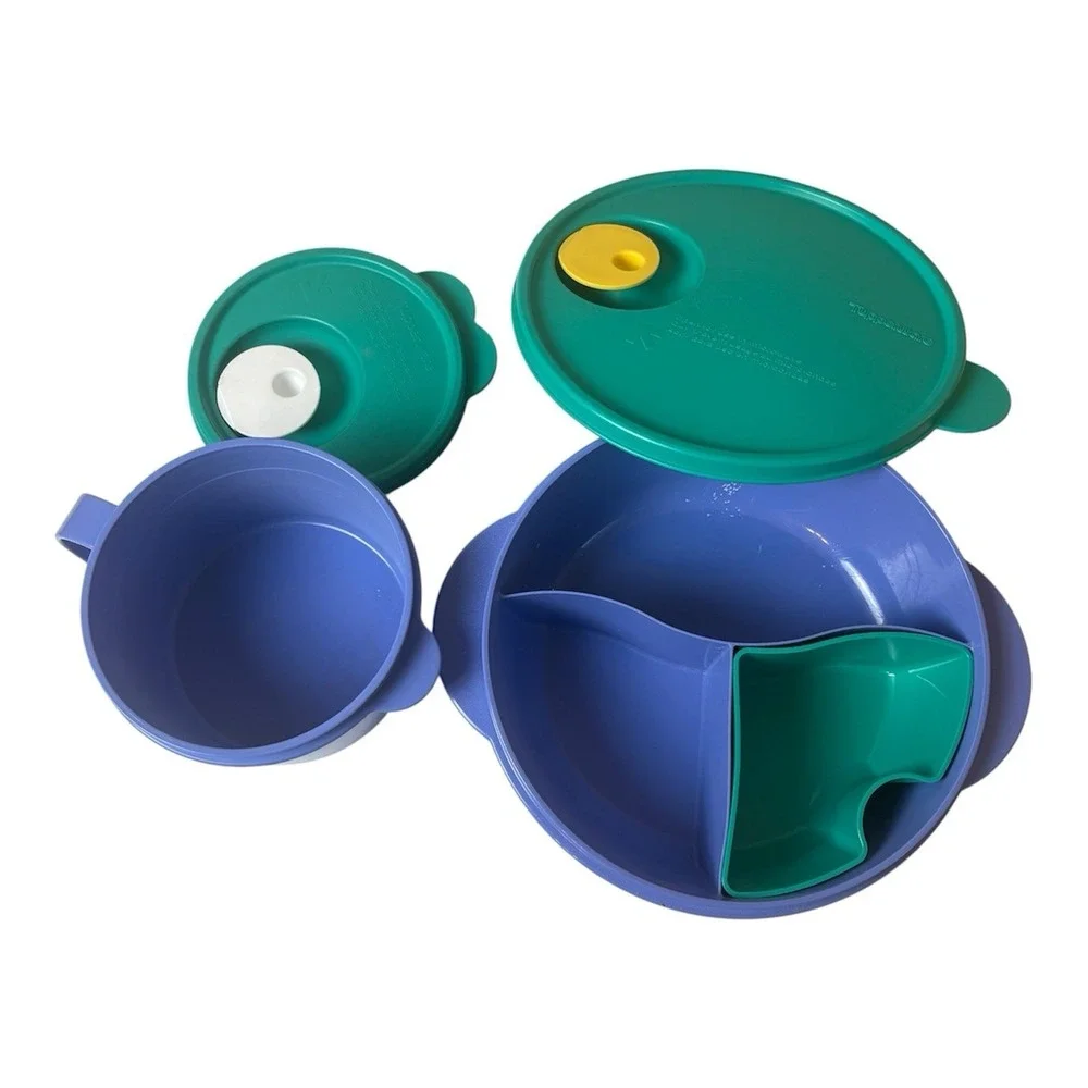 Tupperware Crystal Wave -  Small Divided Dish  And 16oz Cup